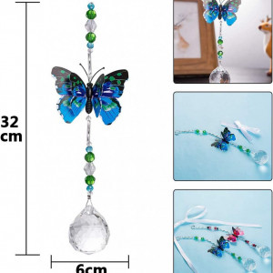 Set 2 decoratiuni suspendate BESTZY, fluture, cristal, multicolor, 32 x 6 cm - Img 6