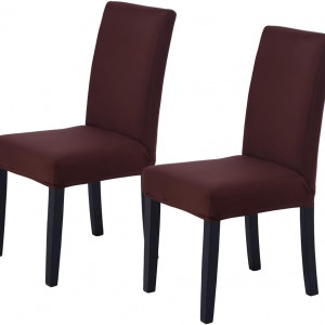 Set 2 huse de protectie pentru scaune Veakii, poliester, maro inchis, 46 x 46 x 60 cm