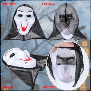 Set 2 masti de Halloween Qpout,PVC, alb/rosu, 34x8 cm