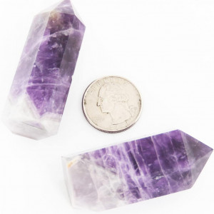 Set 2 pietre de cuart pentru masaj Orientrea, alb/violet, 5-6 cm
