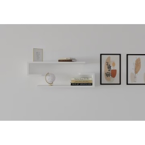 Set 2 rafturi de perete 60x19.6x15 cm, PAL 18mm melaminat 100%, alb - Verificat A · Re-Bloom - Img 2