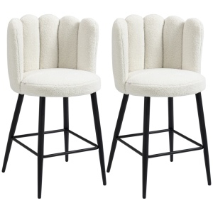 Set 2 scaune bucatarie tapitate, suport picioare reglabil, poliester/otel, 52x53x93cm, Alb-crem/Negru/Auriu - Verificat A · Re-Bloom