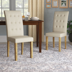 Set 2 scaune de masă tapițate Farren, bej, 99,5cm H x 49cm W x 43cm D - Img 6