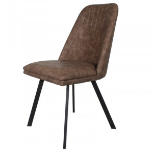 Set 2 scaune tapițate Brieona, maro închis, 84cm H x 47cm W x 60cm D - Img 4