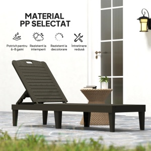 Set 2 sezlonguri de gradina Re-Bloom, polipropilena, 56x187x28 cm, spatar 4 pozitii reglabile, 120 kg, negru - Verificat A · Re-Bloom - Img 5