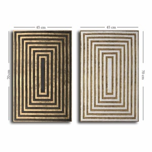 Set 2 tablouri decorative canvas, 2x45x70 cm, panza/lemn, auriu/alb - Verificat A · Re-Bloom - Img 3