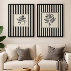 Set 2 tablouri decorative MDF/lemn masiv, 2x50x70 cm, design modern minimalist, alb/gri/negru - Verificat A · Re-Bloom - Img 2
