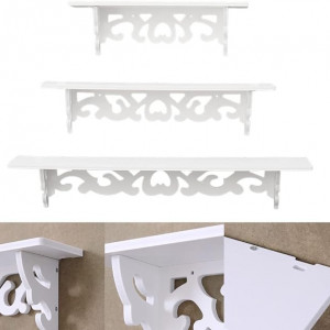 Set 3 rafturi de perete CEWROM, plastic, alb, 35/46/58 cm