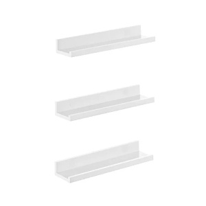 Set 3 rafturi de perete Songmics, PAL, alb, 10 x 38 x 5/2 cm, Resigilat, Grad A