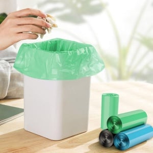 Set 3 role cu saci de gunoi Lifegogo, plastic, albastru/verde/negru, 44,4 x 48,2 cm, 10L