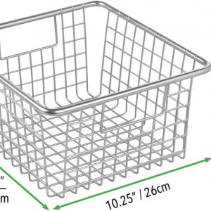 Set 4 cosuri de depozitare mDesign, metal, argintiu, 26 x 23,5 x 13,3 cm