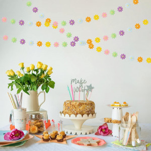 Set 4 ghirlande de flori pentru petrecere BeYumi, pasla, multicolor, 2 m - Img 5