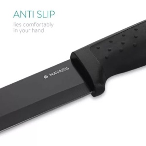 Set 5 cutite de bucatarie, din otel inoxidabil, 1 cutit de curatat din ceramica, Navaris, negru, Resigilat, Grad A - Img 4