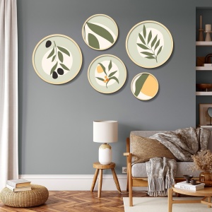 Set 5 tablouri decorative MDF/lemn masiv, 43.5x43.5 + 37x37 + 31x31 + 26x26 + 18x18 cm, cadru lemn masiv 1.5 cm, multicolor - Verificat A · Re-Bloom - Img 2