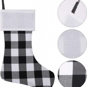 Set 6 ciorapi de Craciun Cootato, textil, carouri, alb/negru, 46 cm - Img 6