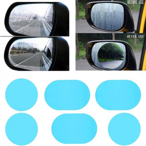 Set de 8 folii de protectie pentru oglinda auto Scobuty, PET, transparent, 10 x 10 cm /10 x 14.5 cm