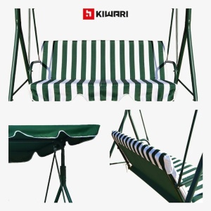 Set 8 leagane balansoar gradina Kiwari Swing 3 locuri, 172x112x153 cm, 240 kg, perne detasabile, terasa/gradina, alb/verde - Img 5