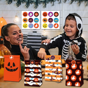 Set 8 pungi de cadouri cu stickere pentru Halloween FullJoyHut, hartie, multicolor, 20 x 7.8 x 12 cm - Img 4