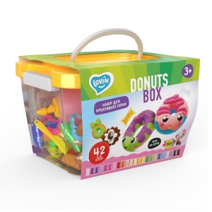 Set Air Clay cu argila usoara pentru modelaj Lovin - 42 culori - Donuts Box - Img 1