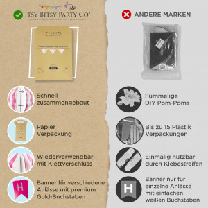 Set aniversar Bitsy Party Co, hartie, alb/roz, 18 piese