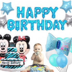 Set aniversar cu Mickey și Minnie FANDE, latex, folie, albastru - Img 4