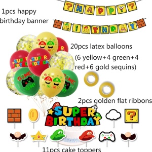 Set aniversar Sunsk, latex/hartie, multicolor, 34 piese