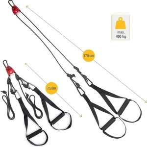 Set antrenament suspensie cu scripete, 7 accesorii, montaj usa/perete/copac, Negru - Verificat A · Re-Bloom - Img 3