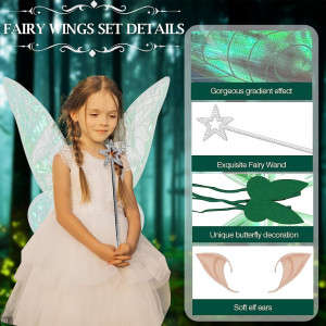 Set costum din 4 piese pentru carnaval Ygache, verde, 40 cm - Img 4