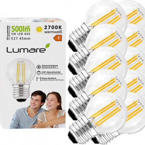 Set de 10 becuri Lumare, LED, metal/sticla, 78 x 45 mm, 5W