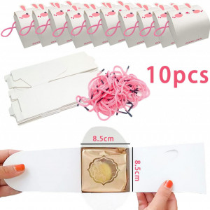 Set de 10 cutii cadou pentru Paste KEELYY, hartie, alb/roz, 8,5 x 8,5 x 7,5 cm - Img 6