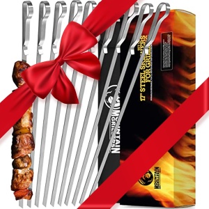 Set de 10 frigarui pentru gratar Mountain Grillers, otel inoxidabil, argintiu, 43 cm - Img 1