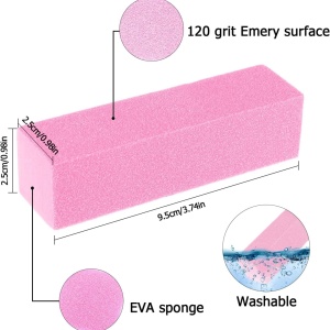 Set de 10 pile buffer pentru unghii Lofuanna, roz, 9,5 x 2,5 x 2,5 cm, 120 granulatie