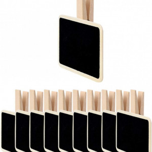 Set de 10 table cu clips ‎Sourcing map, lemn, negru, 7 x 5 cm
