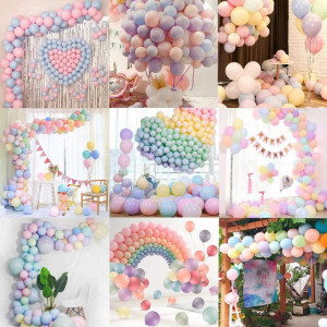 Set de 100 de baloane cu panglica Elion, latex, multicolor, 25 cm - Img 6