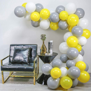 Set de 100 de baloane pentru petrecere JIASHA, latex, galben, 30 cm - Img 3