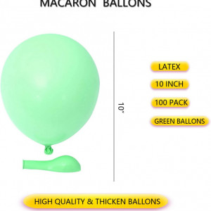 Set de 100 de baloane pentru petrecere JIASHA, latex, verde, 25 cm - Img 6