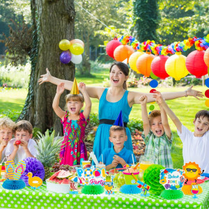 Set de 12 decoratiuni de masa pentru petrecere copii Haooryx, hartie, multicolor - Img 2