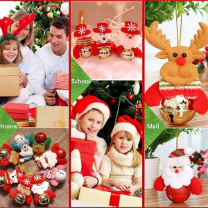 Set de 12 decoratiuni pentru bradul de Craciun, Jingle Bells, plus, auriu/rosu, 7 x 8 cm