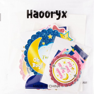 Set de 12 decoratiuni pentru ziua de nastere Haooryx, hartie, multicolor - Img 3