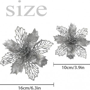 Set de 12 flori artificiale de Craciun TDCQ, textil, argintiu 