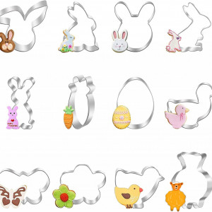 Set de 12 forme pentru prajituri GuKKK, model Paste, otel inoxidabil, argintiu