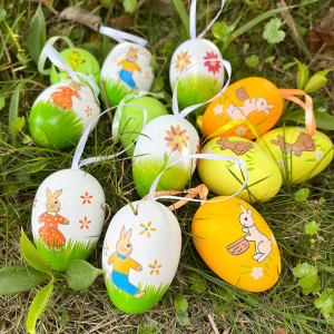 Set de 12 oua colorate pentru Paste BROMMAT, plastic, multicolor, 6 x 4 cm - Img 4