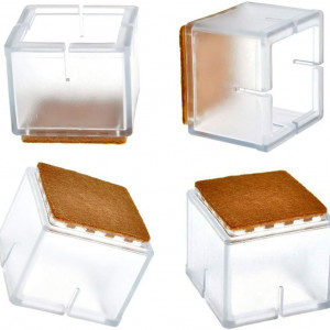 Set de 12 protectii pentru picioarele mobilierului HOTSO, silicon, transparent/maro, 48 x 55 mm - Img 2