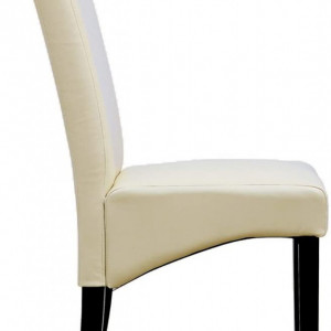 Set de 12 scaune de living Cambridge, piele sintetica crem, picioare lemn inchis - Img 2