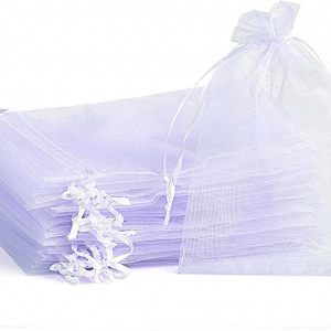 Set de 120 saculeti pentru marturii NALER, textil, alb, 9 x 7 cm