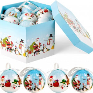 Set de 14 globuri de Craciun ABXMAS, multicolor, plastic, 7,5 cm