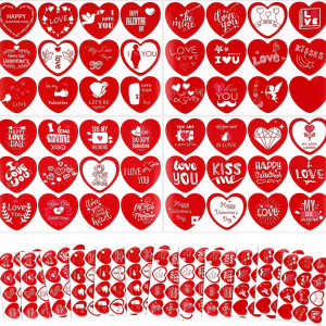 Set de 144 autocolante in forma de inima Qpout, hartie, rosu, 19 x 13 cm