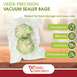 Set de 15 pungi pentru vidat V Vesta Precision, plastic, transparent, 20 x 30 cm