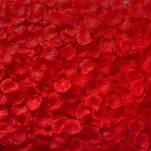Set de 1500 de petale de trandafir 	DK177, matase, rosu, 4,4 x 4,7 cm