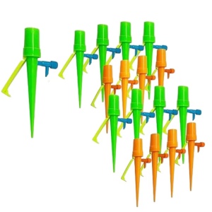 Set de 16 picuratoare pentru plante automate Qilucky, plastic, verde/portocaliu, 16,5 x 3,6 x 2 cm - Img 1